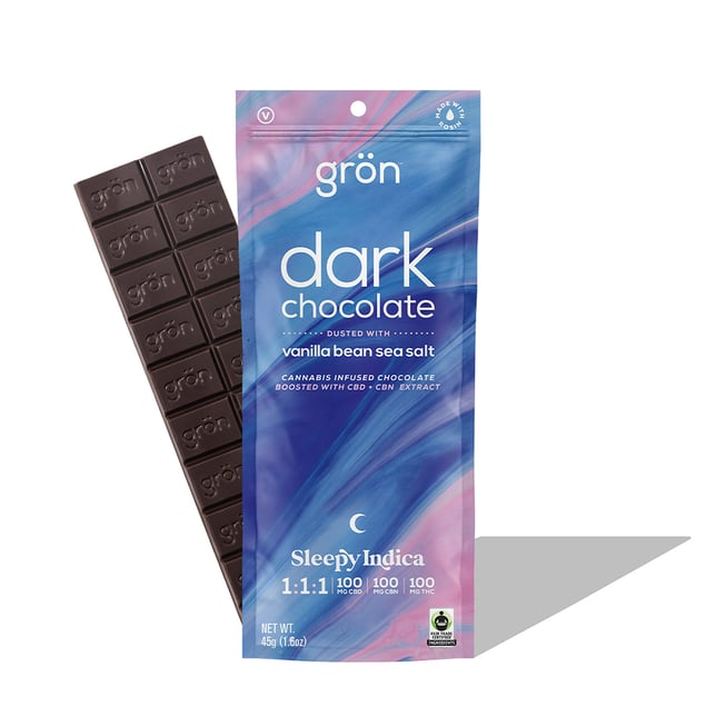 1:1:1 Dark Chocolate w/ Vanilla Bean Sea Salt - Sleepy Indica (100mg CBD / 100mg CBN / 100mg THC) - Image 2