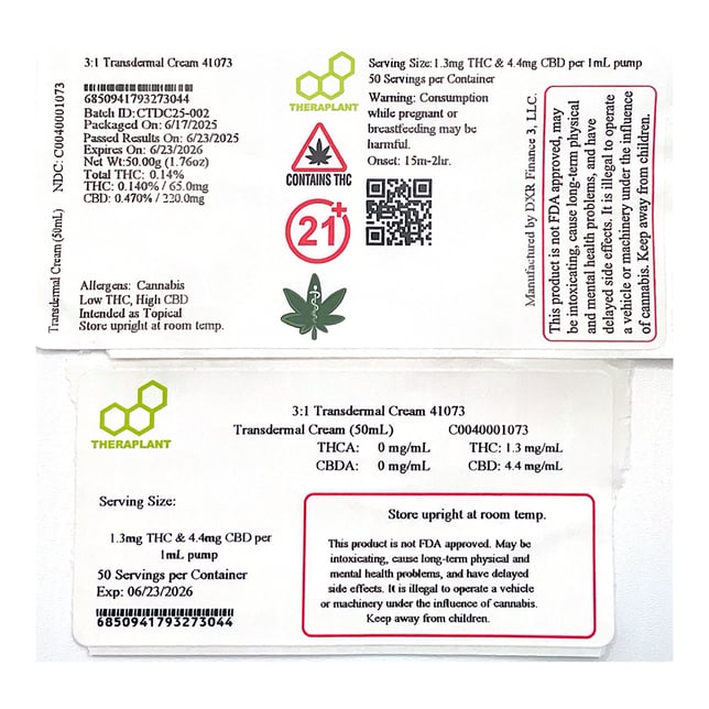 Theraplant - 3:1 Transdermal Cream (50mL) C0040001073 *NP - Image 2