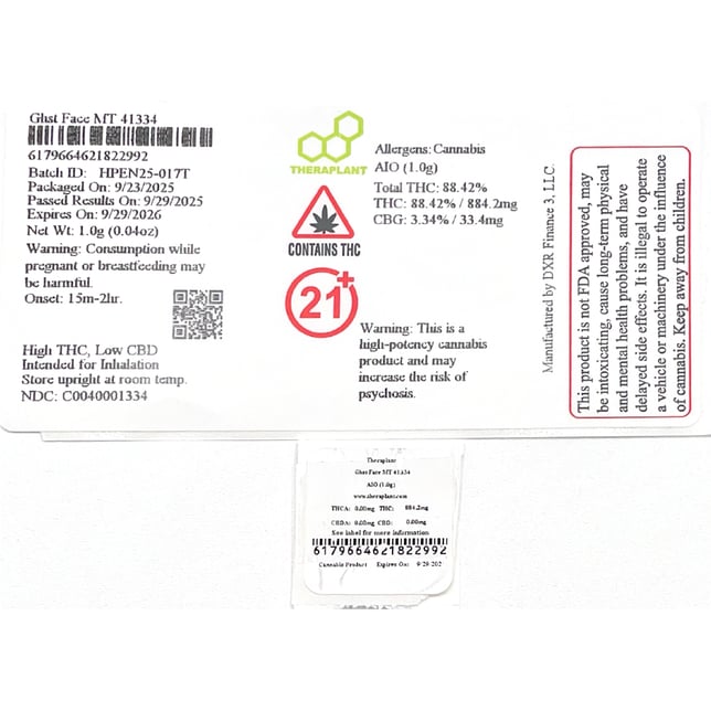 Theraplant - Ghst Face (H) Mini Tank Disposable (1g) C0040001334 - Image 2