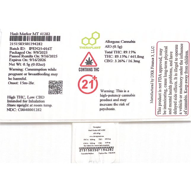 Theraplant - Hash Marker (I) Mini Tank Disposable (0.5g) C0040001282 - Image 2 Theraplant - Hash Marker (I) Mini Tank Disposable (0.5g) C0040001282 - Image 2