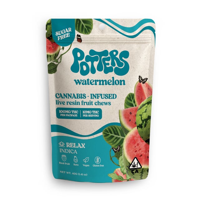 Watermelon | Sugar-Free Live Resin Fruit Chews | 100mg THC | 10pk - Image 2