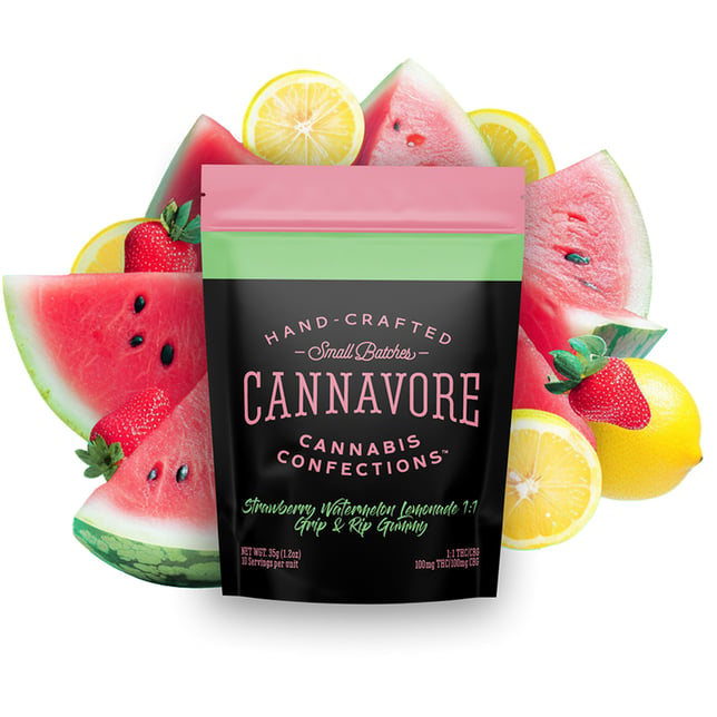 Cannavore Gummy 1:1 Strawberry Watermelon Lemonade (100mg THC/100mg CBG) - Image 2