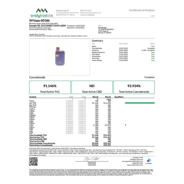 SoundView - Strawberry Lemonade (H) Live Resin Disposable Vape (1g) C0080000186 - Image 3
