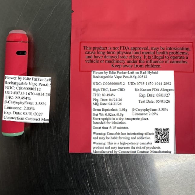 Edie Parker - Left on Red (H) Petal Puffer Disposable (0.5g) C0060000512 - Image 2