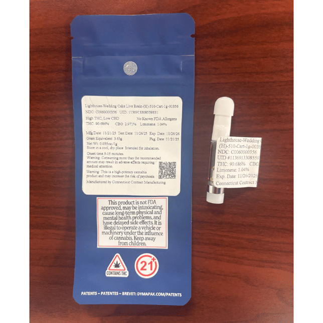 Lighthouse - Wedding Cake (H) Live Resin Vape Cartridge (1g) C0060000356 - Image 2