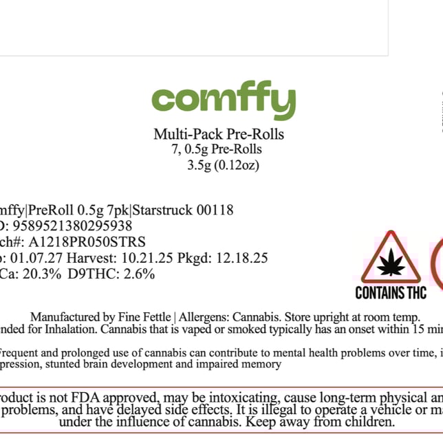 Comffy - Starstruck (I) 0.5g Pre-Roll 7pk (3.5g) C0140000118 - Image 3