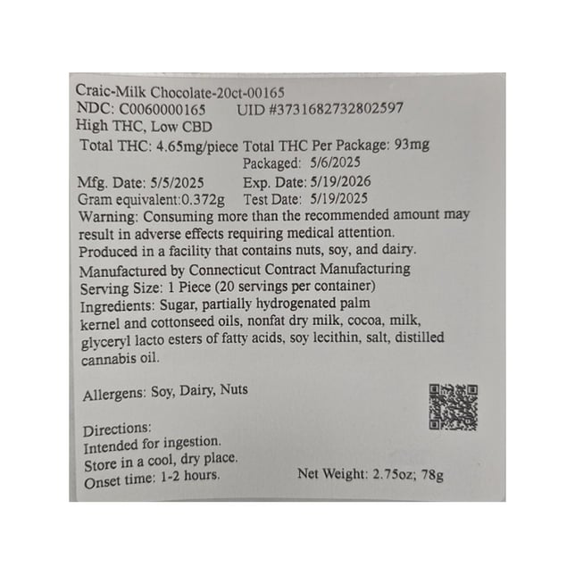 Craic - Milk (H) Chocolate (4.65mg 20pk) C0060000165 - Image 2