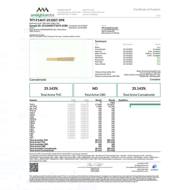 AGL - Taffy Twist (I) 0.5g Pre-Rolls 5pk (2.5g) C0010001164 - Image 4