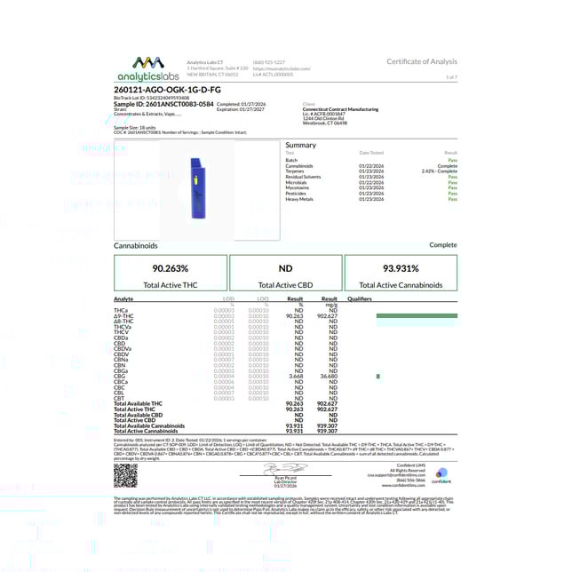 Amigos - OG Kush (I) Live Resin Disposable Vape (1g) C0060000405 - Image 6
