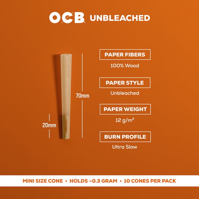 OCB® Unbleached Cones - Mini [10pk] - Image 2