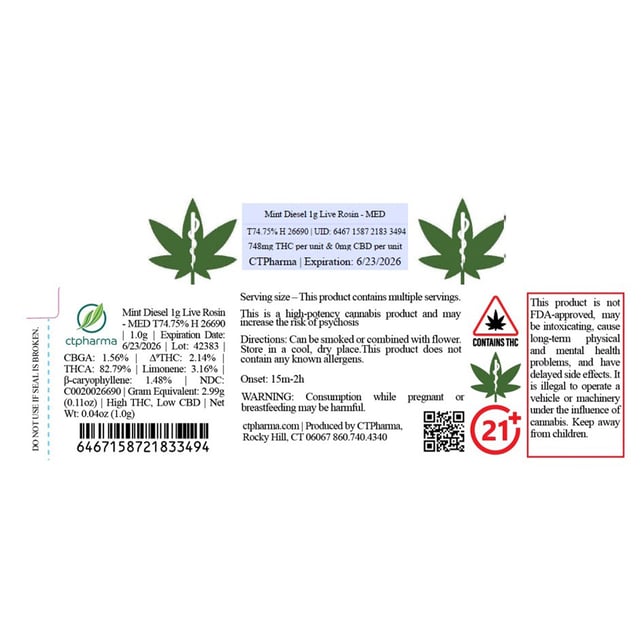 CTPharma  Mint Diesel (H) Live Rosin  C0020026690 - Image 2