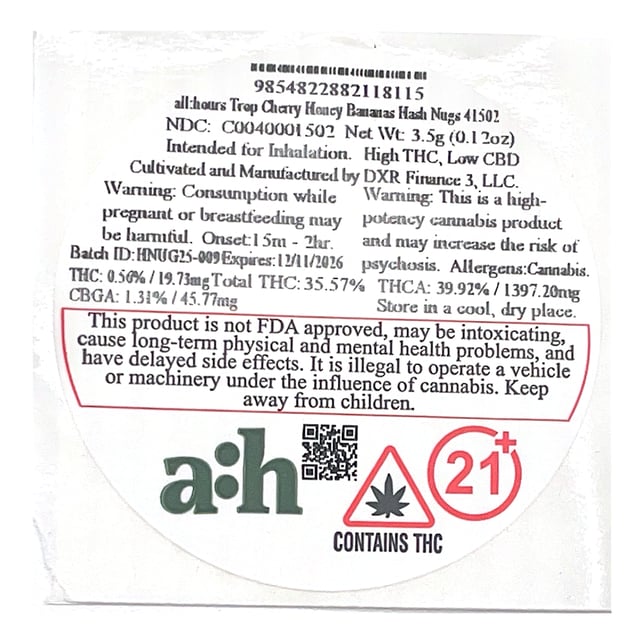 all:hours - Trop Cherry Honey Bananas (H) Hash Nugs (3.5g) C0040001502 - Image 3 all:hours - Trop Cherry Honey Bananas (H) Hash Nugs (3.5g) C0040001502 - Image 3