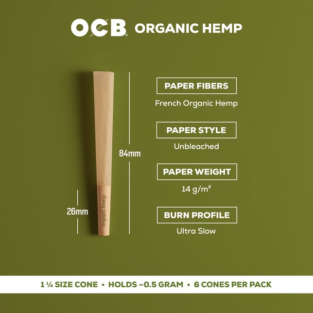OCB® Organic Hemp Cones - 1 1/4 [6pk] - Image 2