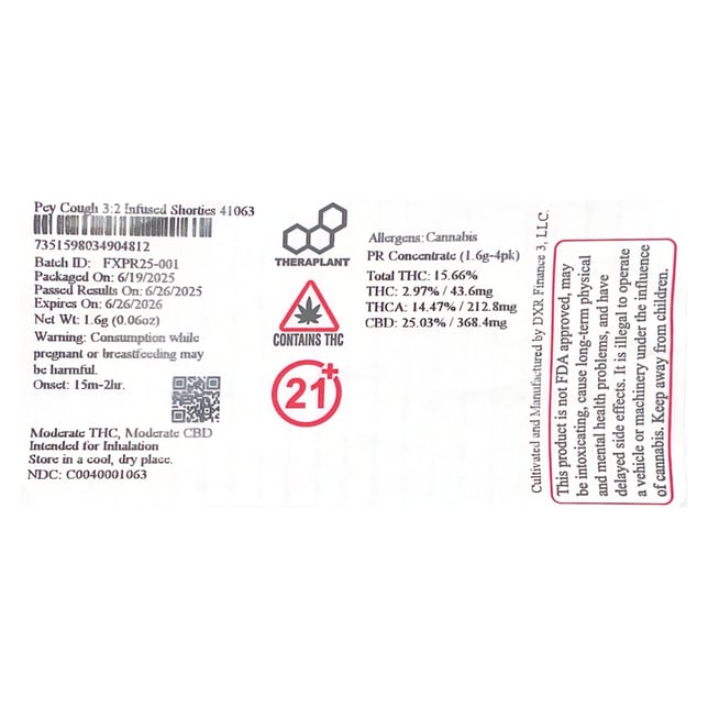 Theraplant - Pey Cough 3:2 (H) Infused Shorties 4pk (1.6g) C0040001063 - Image 2