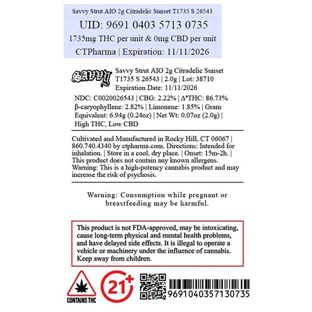 Savvy - Citradelic Sunset (S) Strut Disposable Vape (2g) C0020026543 - Image 2