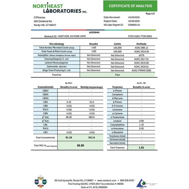 CTPharma Hazy Girl (H) Vape Cartridge C0020026501 - Image 3 CTPharma Hazy Girl (H) Vape Cartridge C0020026501 - Image 3