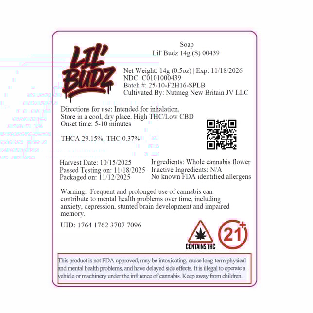 BRIX Cannabis - Soap (S) Lil Budz Flower  C0101000439 *NP - Image 2