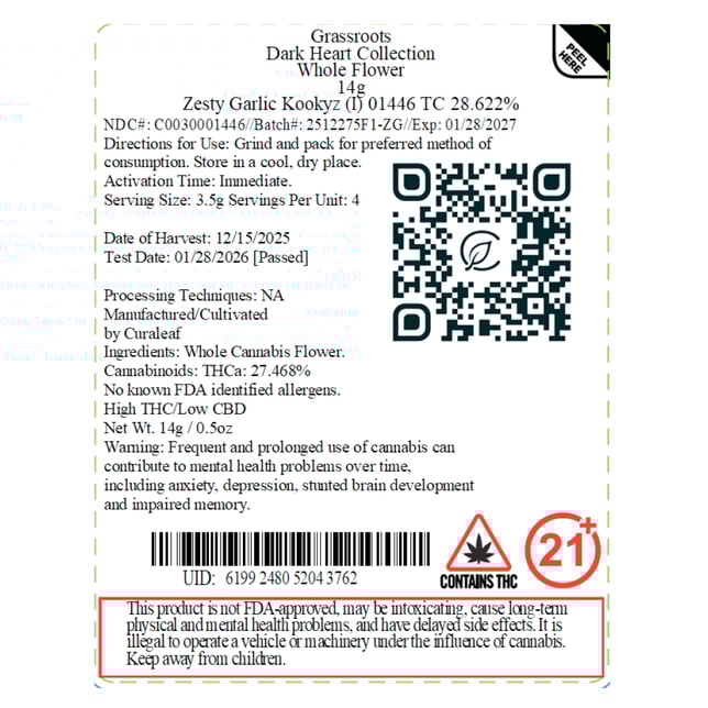 Grassroots - Zesty Garlic Kookyz (I) Flower  C0030001446 - Image 2