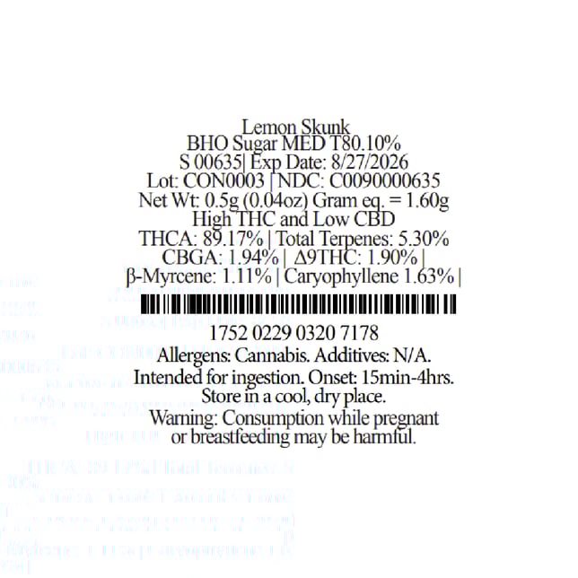 Affinity Grow  Lemon Skunk (S) BHO Sugar  C0090000635 *NP - Image 2