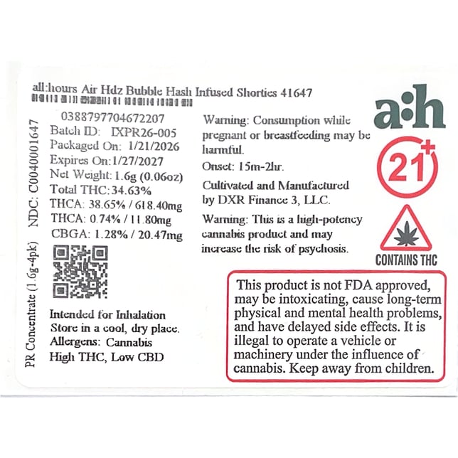 all:hours - Air Hdz (I) BH Infused Shorties 4pk (1.6g) C0040001647 - Image 2