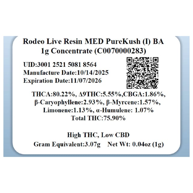 Rodeo Cannabis  PureKush (I) Live Resin Badder  C0070000283 - Image 2