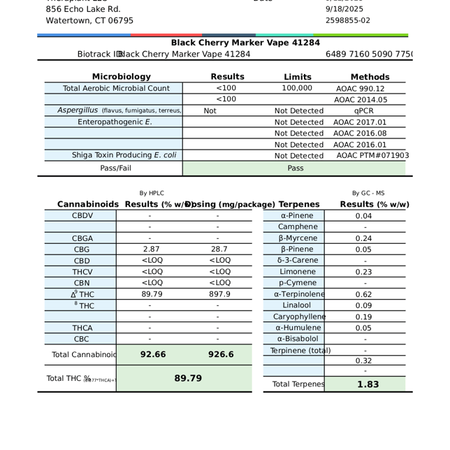 Theraplant  Black Cherry Marker (H) Vape Cartridge  C0040001284 - Image 3