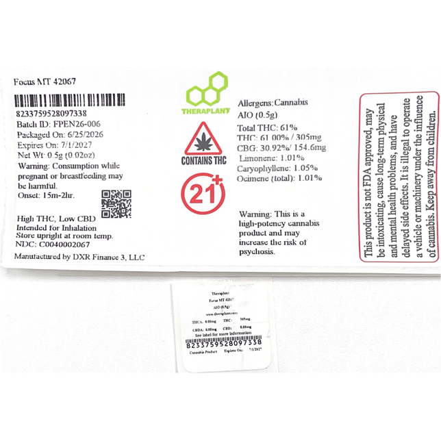 Theraplant - Focus (S) Mini Tank Disposable (0.5g) C0040002067 - Image 2