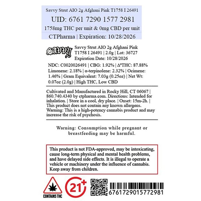 Savvy - Afghani Pink (I) Strut Disposable Vape (2g) C0020026491 - Image 2 Savvy - Afghani Pink (I) Strut Disposable Vape (2g) C0020026491 - Image 2
