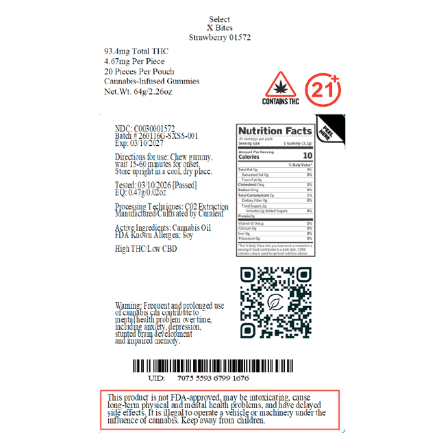 Select - Strawberry (H) X Bites (4.67mg 20pk) C0030001572 - Image 3