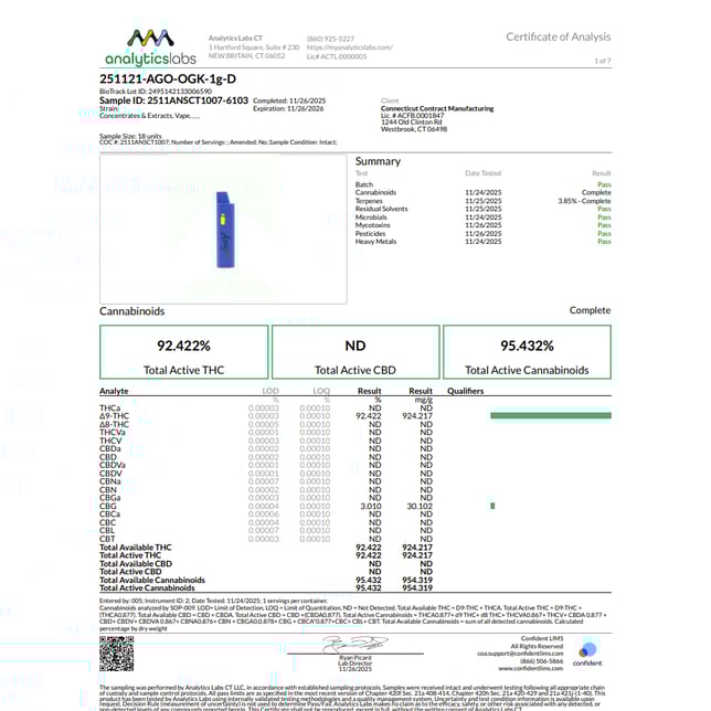Amigos - OG Kush (I) Live Resin Disposable Vape (1g) C0060000351 - Image 6