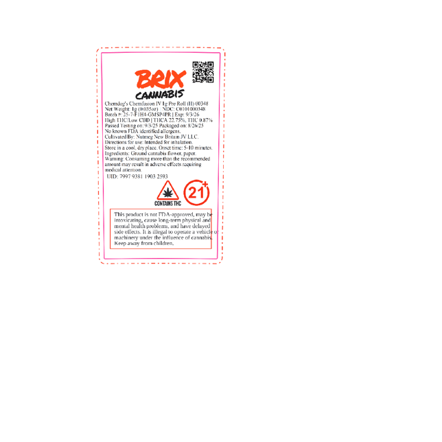 BRIX Cannabis - Fresh to Death (H) 1g Pre-Roll 1pk (1g) C0101000389 - Image 3