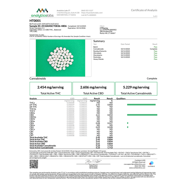 Avexia - Harmony Tablets (2.45mg THC 2.61mg CBD 40pk) C0020026451 - Image 4