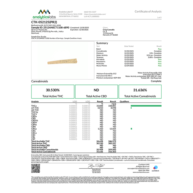 Let's Burn - CT Kush Cake (I) 0.5g Pre-Rolls 5pk (2.5g) C0200000024 - Image 3