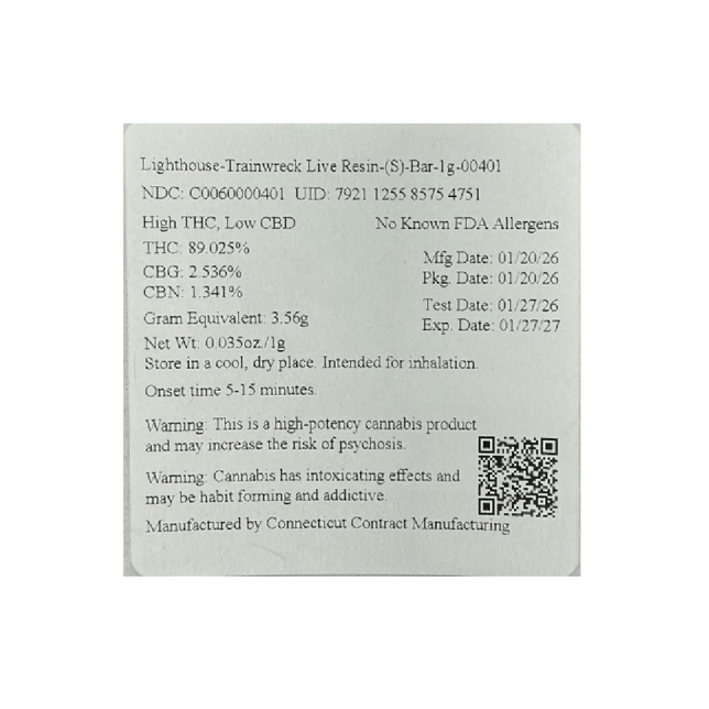 Lighthouse - Trainwreck (S) Live Resin Disposable Vape (1g) C0060000401 - Image 2