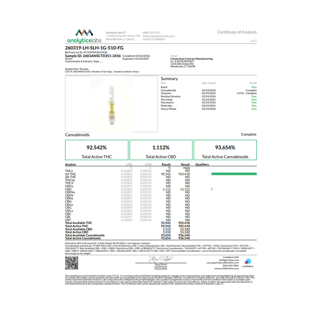 Lighthouse - Super Lemon Haze (S) Live Resin Vape Cartridge (1g) C0060000533 - Image 3