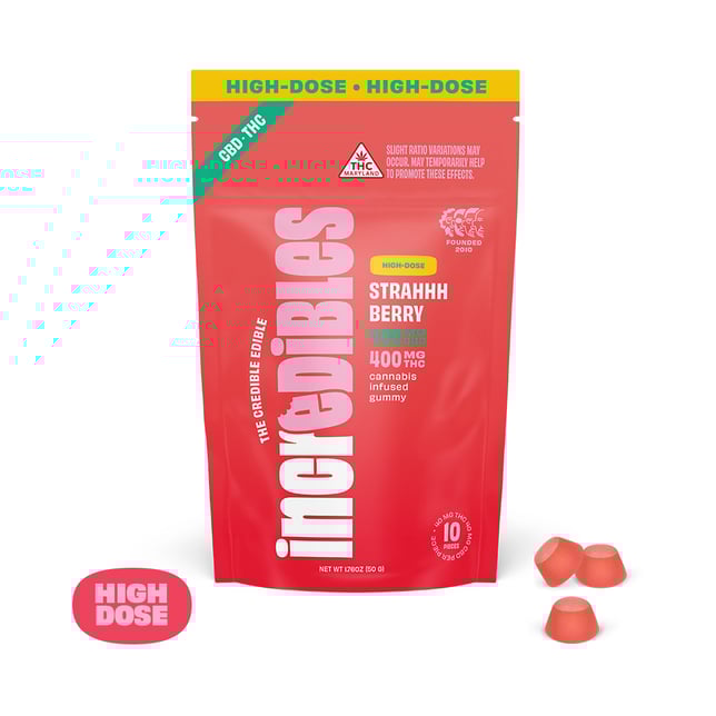 1:1 Strahhhberry + CBD High Dose [10pk] (400mg CBD/400mg THC) - Image 1