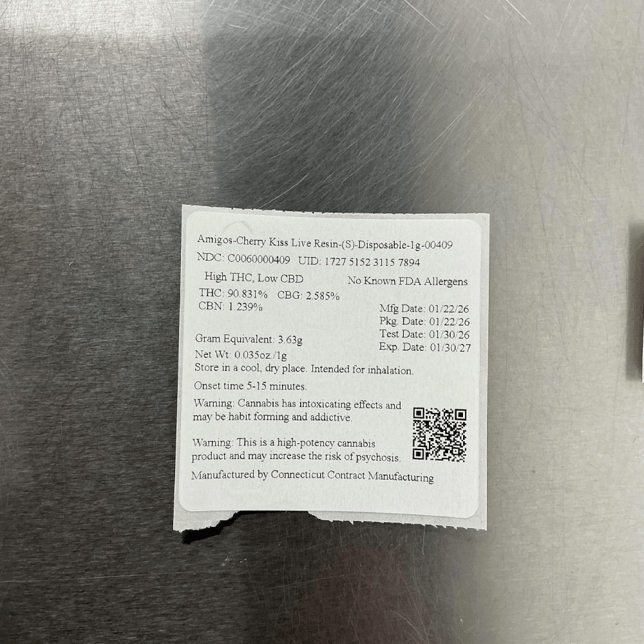 Amigos - Cherry Kiss (S) Live Resin Disposable Vape (1g) C0060000409 - Image 5