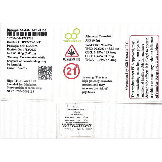 Theraplant - Banapple Medellin (H) Mini Tank Disposable (0.5g) C0040001137 - Image 3