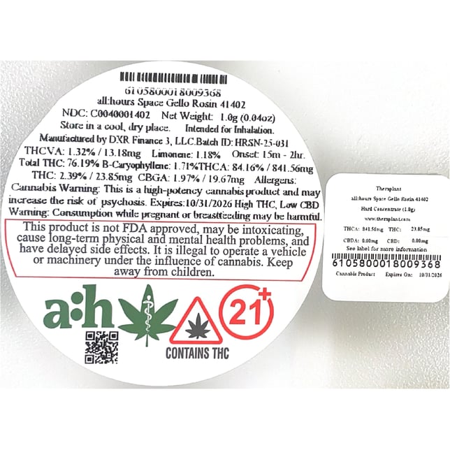 all:hours  Space Gello (H) Live Rosin  C0040001402 - Image 3
