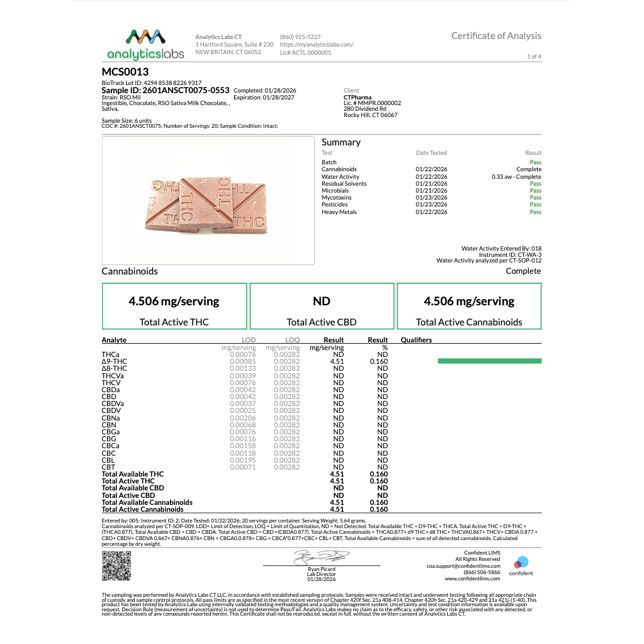 Encore - Milk (S) RSO Chocolate (9.02mg 10pk) C0020026791 - Image 3