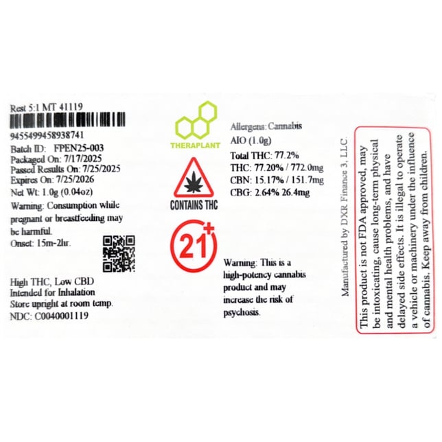 Theraplant - Rest 5:1 Mini Tank Disposable (1g) C0040001119 - Image 2 Theraplant - Rest 5:1 Mini Tank Disposable (1g) C0040001119 - Image 2