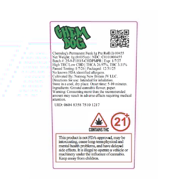 BRIX Cannabis - Permanent Funk (I) 1g Pre-Roll 1pk (1g) C0101000455 - Image 2