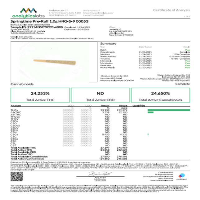 Springtime - H4G-S-9 (S) 1g Pre-Roll 1pk (1g) C0160000053 - Image 3