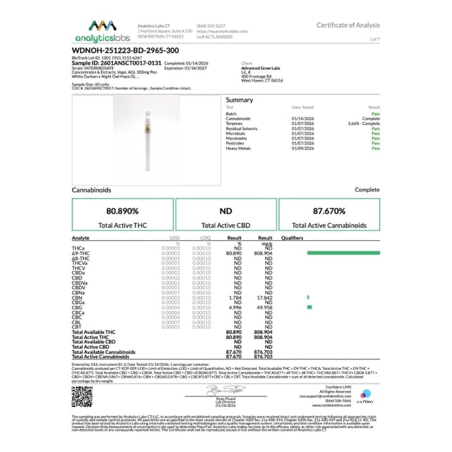 AGL - White Durban x Night Owl Haze (S) Disposable Vape (0.3g) C0010001224 - Image 4
