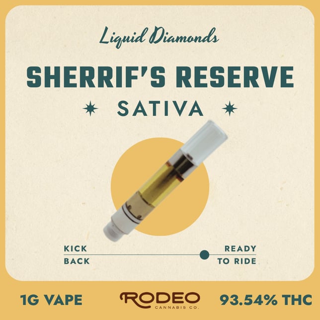 Rodeo Cannabis Sheriff's Reserve (S) Liquid Diamonds Vape Cartridge C0070000356 - Image 1 Rodeo Cannabis Sheriff's Reserve (S) Liquid Diamonds Vape Cartridge C0070000356 - Image 1