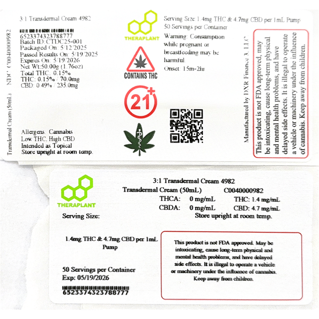 Theraplant - 3:1 Transdermal Cream (50mL) C0040000982 - Image 2