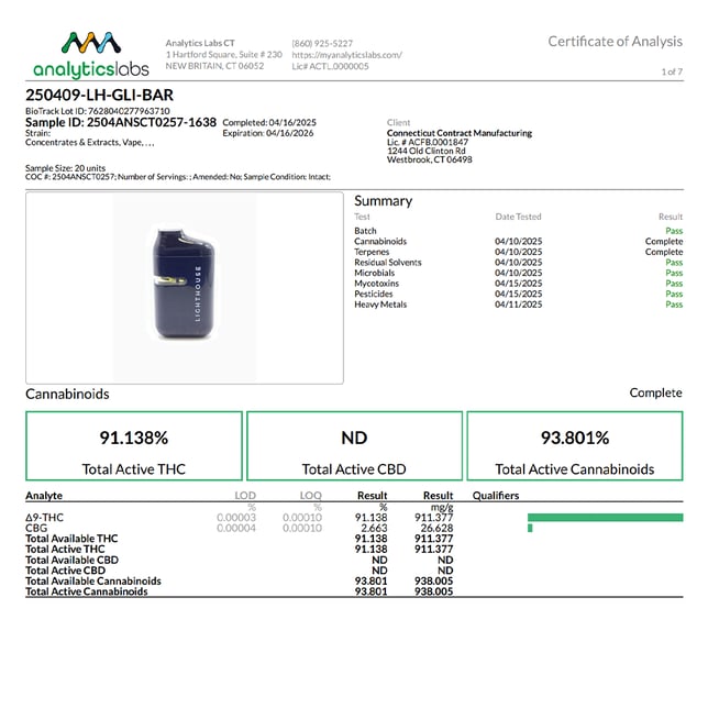 Lighthouse - Garlotti (H) Live Resin Disposable Vape (1g) C0060000322 - Image 4 Lighthouse - Garlotti (H) Live Resin Disposable Vape (1g) C0060000322 - Image 4