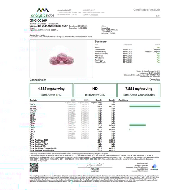 SoundView - G'Night Grape (I) Gummies (4.89mg THC 2.55mg CBN 20pk) C0080000169 - Image 3
