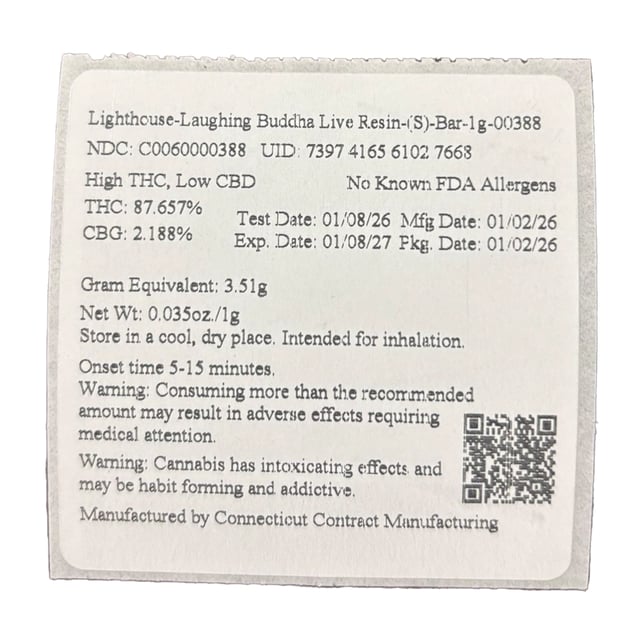 Lighthouse - Laughing Buddha (S) Live Resin Disposable Vape (1g) C0060000388 - Image 2
