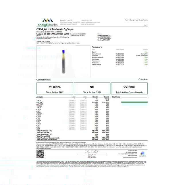Airo - Melanata (I) AiroX Disposable Vape (1g) C0070000384 - Image 3